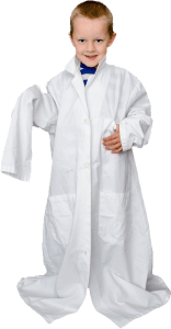 Child playing dress-up as a medical professional